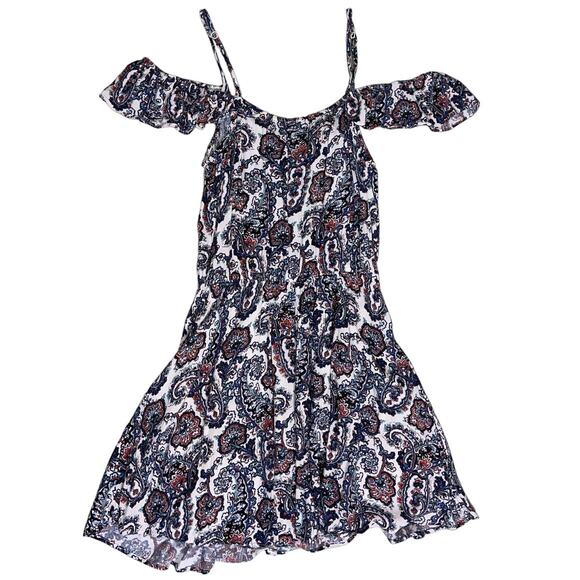 American Eagle Outfitters Womens Mini Dress Size XS Paisley Cold Shoulder - Picture 2 of 8